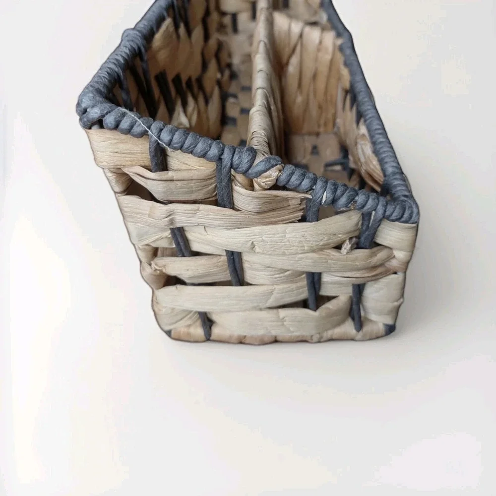 Rustic Handwoven Divided Wicker Basket Organizer 12